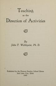 Cover of: Teaching as the direction of activities