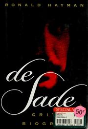 Cover of: De Sade by Ronald Hayman