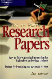 Cover of: How to write research papers / [Sharon Sorenson].