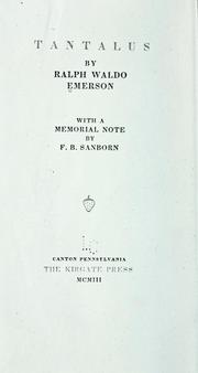 Cover of: Tantalus: With a memorial note by F.B. Sanborn