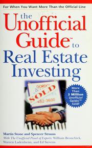 Cover of: The unofficial guide to real estate investing by Martin Stone