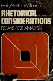 Cover of: Rhetorical considerations: essays for analysis