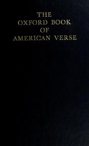 Cover of: The Oxford book of American verse | F. O. Matthiessen