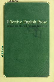 Cover of: Effective English prose by Robert Cluett