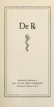 Cover of: De Rx by Eli Lilly and Company.