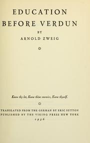 Cover of: Education before Verdun by Arnold Zweig