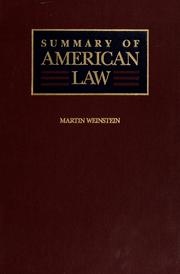 Cover of: Summary of American law by Martin Weinstein