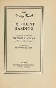 The strange death of President Harding by Gaston B. Means