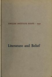 Cover of: Literature and belief by M. H. Abrams