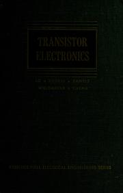 Cover of: Transistor electronics