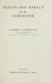 Cover of: Design and makeup of the newspaper