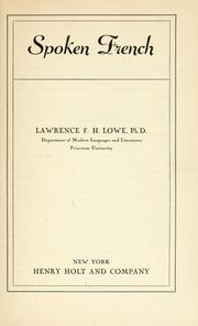 Cover of: Spoken French by Lawrence Francis Hawkins Lowe