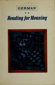 Cover of: German: reading for meaning