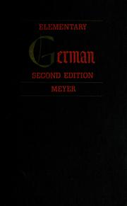 Cover of: Elementary German by Erika Meyer