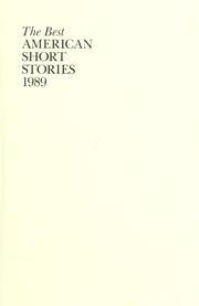 Cover of The Best American Short Stories 1989