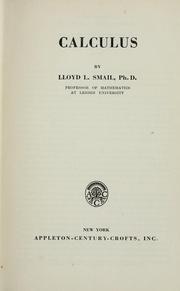Cover of: Calculus by Lloyd Leroy Smail