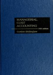Cover of: Managerial cost accounting