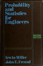 Cover of: Probability and statistics for engineers by Irwin Miller