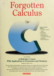 Cover of: Forgotten calculus by Barbara Lee Bleau