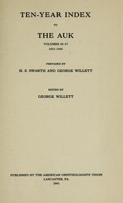 Cover of: Ten-year index to The Auk: volumes 48-57, 1931-1940