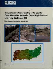 Cover of: Comprehensive water quality of the Boulder Creek Watershed, Colorado, during high-flow and low-flow conditions, 2000 by Sheila F. Murphy, Philip L. Verplanck, and Larry B. Barber, editors.