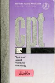 Cover of: CPT 1992: physicians' current procedural terminology