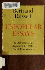 Cover of: Unpopular essays