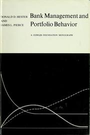 Cover of: Bank management and portfolio behavior by Donald D. Hester
