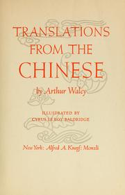 Translations from the Chinese by Arthur Waley