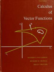 Cover of: Calculus of vector functions by Richard E. Williamson