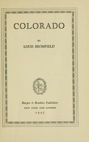 Cover of: Colorado by Louis Bromfield