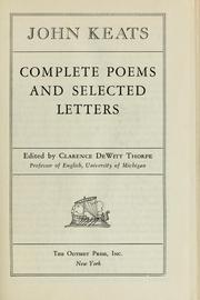 Cover of: Complete poems and selected letters by John Keats