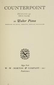 Cover of: Counterpoint by Walter Piston
