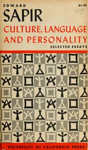 Cover of: Culture, language and personality by Edward Sapir