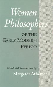 Women philosophers of the early modern period by Margaret Atherton
