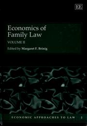 Cover of: Economics of family law by edited by Margaret F. Brinig.