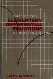Cover of: Elementary differential equations with linear algebra