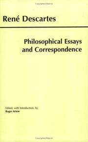 Cover of: Philosophical Essays and Correspondence (Descartes) (Hackett Publishing Co.) by René Descartes