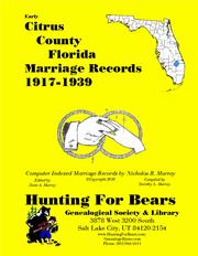 Cover of: Early Citrus County Florida Marriage Records 1917-1939