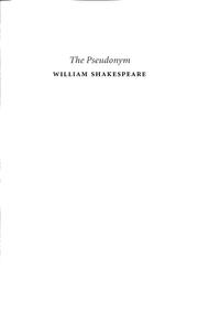 Cover of: The Pseudonym William Shakespeare | 