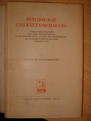 Psychologie und Weltanschauung by Hans Martin Sutermeister