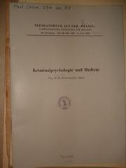 Cover of: Kriminalpsychologie und Medizin