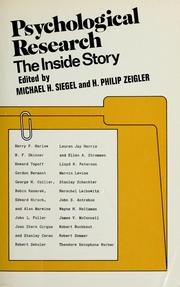 Cover of: Psychological research: the inside story
