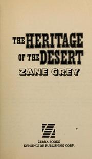 Cover of: The Heritage of the Desert