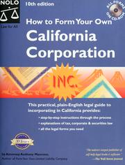 Cover of: How to form your own California corporation by Anthony Mancuso