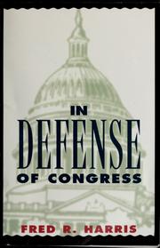 Cover of: In defense of Congress by Fred R. Harris