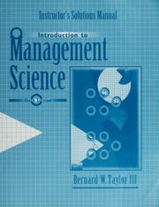 Cover of: Instructor's solution manual: [to accompany] Introduction to management science