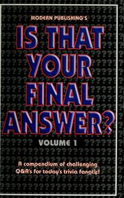 Cover of: Is that your final answer ? by 