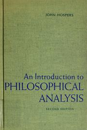 Cover of: An introduction to philosophical analysis. by John Hospers