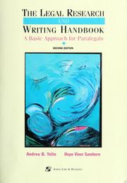 Cover of: The Legal Research and Writing Handbook: A Basic Approach for Paralegals